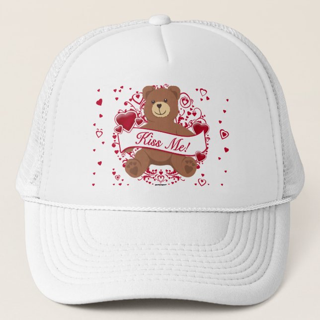 Casquette Embrasse-Moi ! Ours en peluche de la Saint-Valenti (Devant)