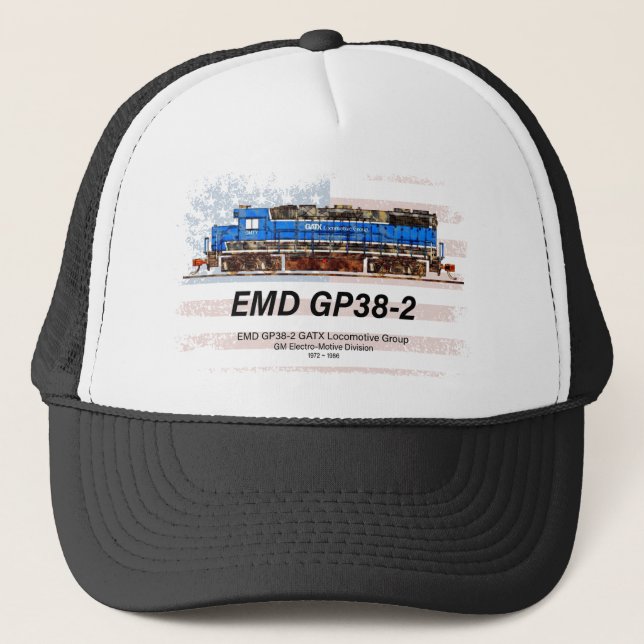 Casquette EMD GP38-2 Locomotive diesel et drapeau américain (Devant)