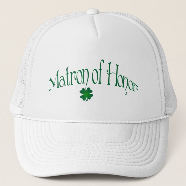 Casquette Emerald Green, White Shamrock Matron of Honor Cap (Devant)
