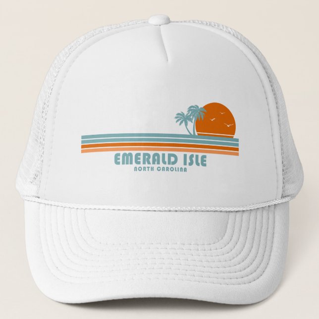 Casquette Emerald Isle North Carolina Sun Palm Trees (Devant)