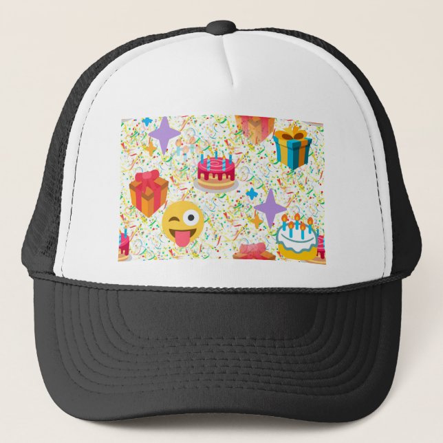 Casquette emoji anniversaire heureux (Devant)