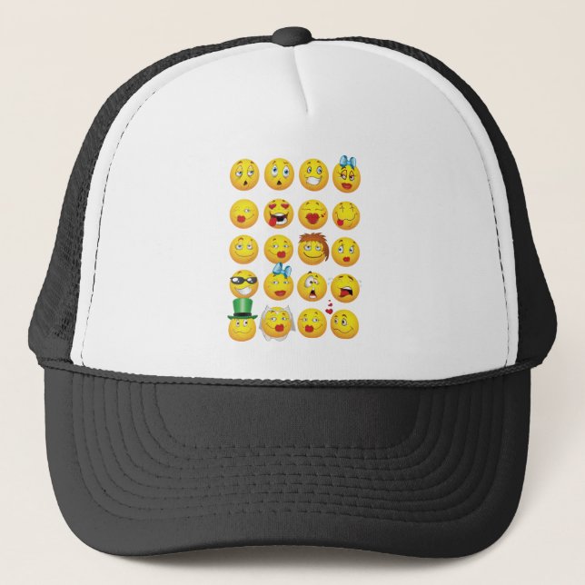 Casquette Emoji drôle fait face à des sourires (Devant)