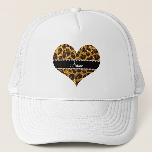 Casquette Empreinte de léopard de parties scintillant jaune  (Devant)