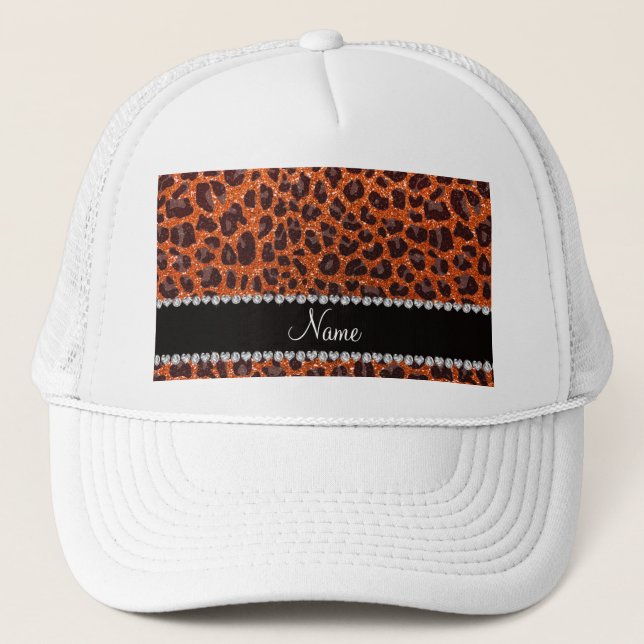 Casquette Empreinte de léopard de parties scintillant orange (Devant)