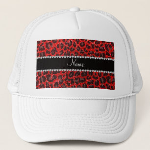 Casquette Empreinte de léopard de parties scintillant rouge 