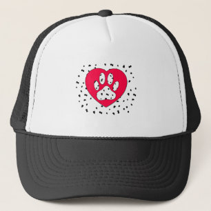 Casquette Empreinte de patte de Chien Dalmatien Dans Le Coeu