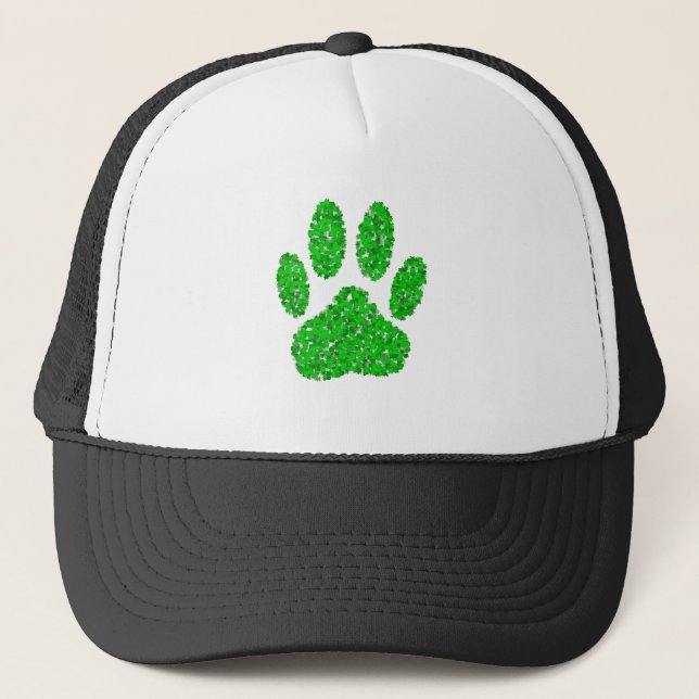 Casquette Empreinte de patte de chien de feuillage vert (Devant)