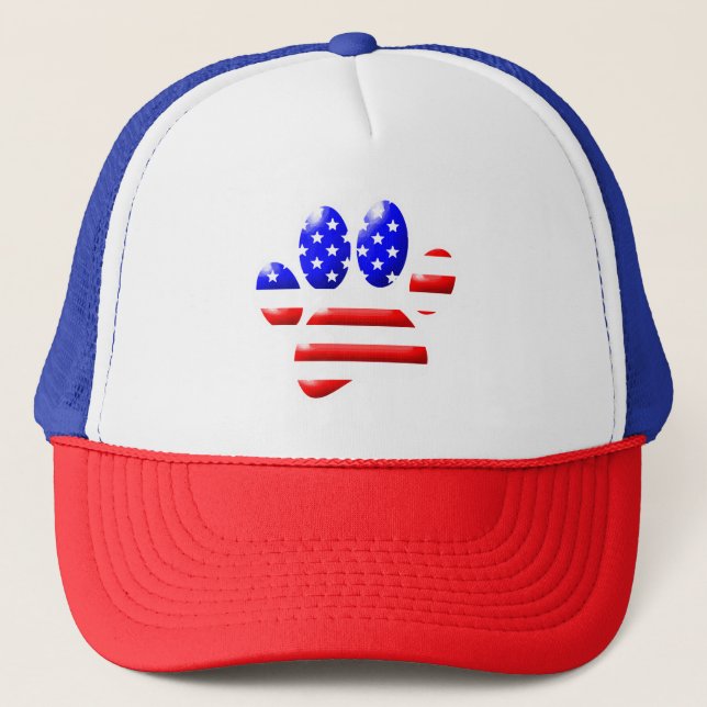 Casquette Empreinte de patte de chien Drapeau américain (Devant)