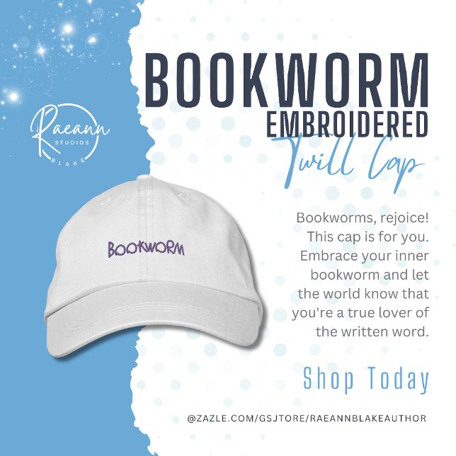 Casquette en sergé brodée "Book Lovers Bookworm" (Créateur téléchargé)