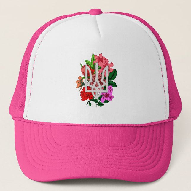 Casquette Encore botanique et trident ukrainien tryzub (Devant)