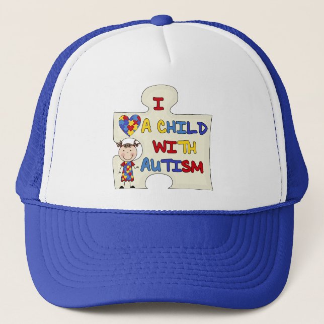 Casquette Enfant avec la fille 2 de brune d'autisme (Devant)