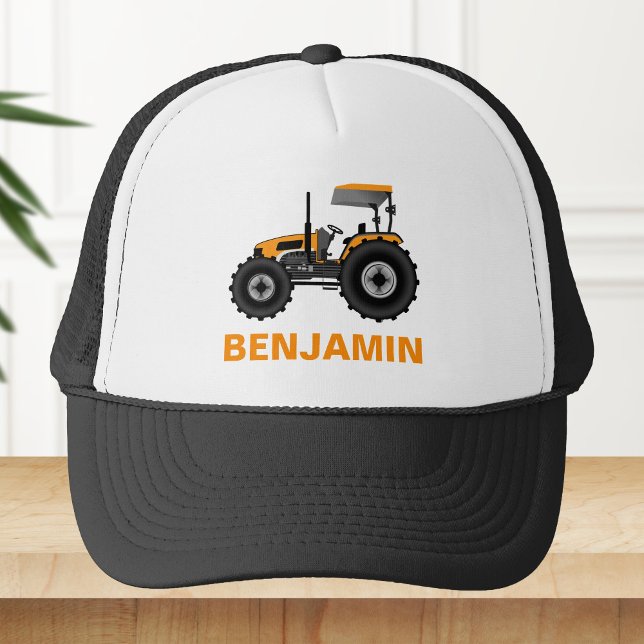 Casquette Enfants jaunes de tracteur de ferme (Créateur téléchargé)