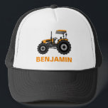 Casquette Enfants jaunes de tracteur de ferme<br><div class="desc">Casquette frais de thème de tracteur.</div>