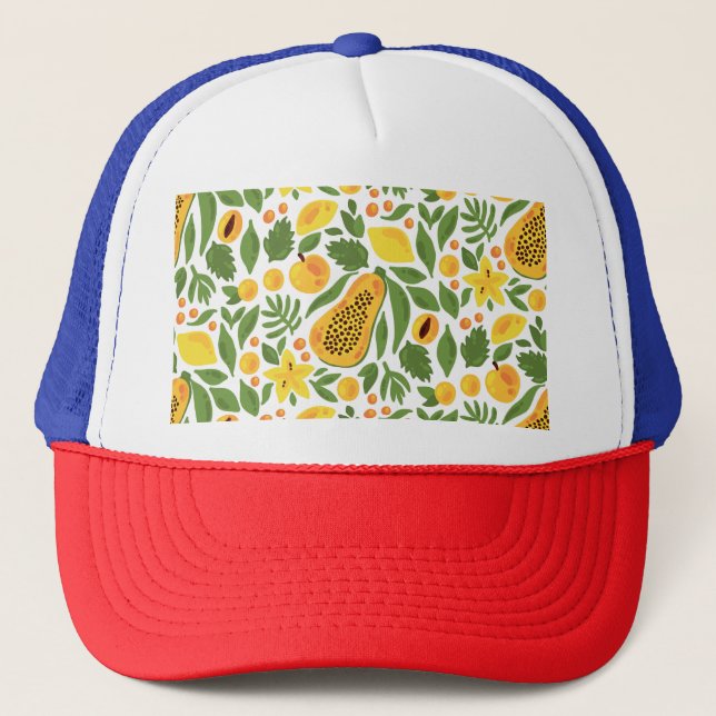 Casquette Ensemble de fruits exotiques : papaye, citron, man (Devant)