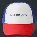 Casquette Enterrement de vie de garçon texte Sports Hommes F<br><div class="desc">Casquette de camionneur avec texte Enterrement de vie de garçon Hommes Femmes Sports. Vous pouvez modifier le texte de l'Enterrement de vie de garçon.</div>