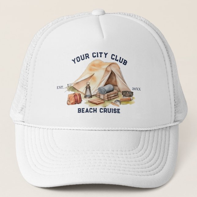 Casquette Enterrement de vie de jeune fille week-end camping (Devant)