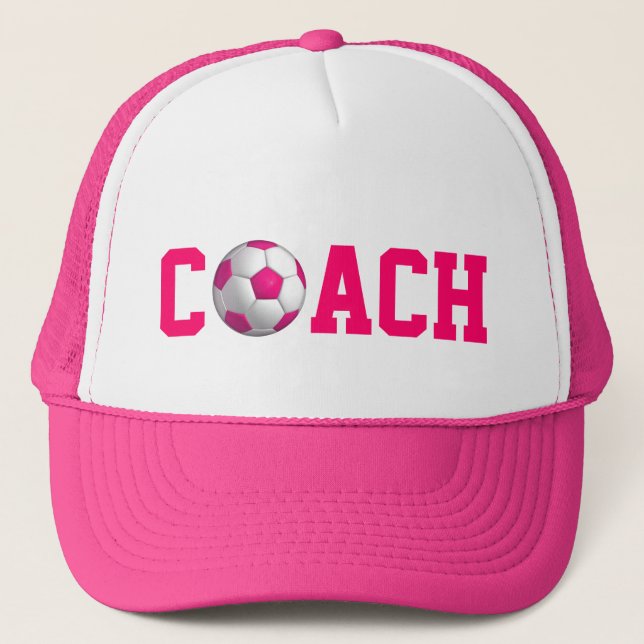 Casquette Entraîneur de soccer rose (Devant)