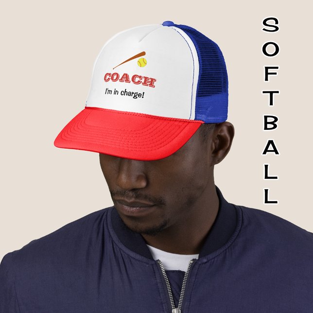 Casquette entraîneur de softball nom personnalisé sport amus (Créateur téléchargé)