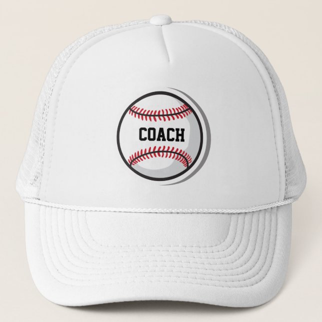 Casquette Entraîneur d'équipe de baseball Blanc Rouge Noir (Devant)