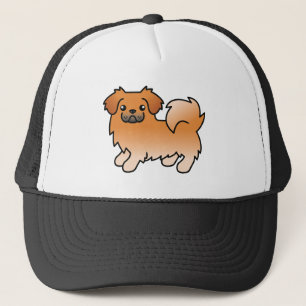 Casquette Épagneul tibétain rouge chien de dessin animé mign