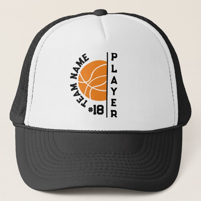 Casquette Équipe de basket-ball, Nom du joueur et Numéro de  (Devant)