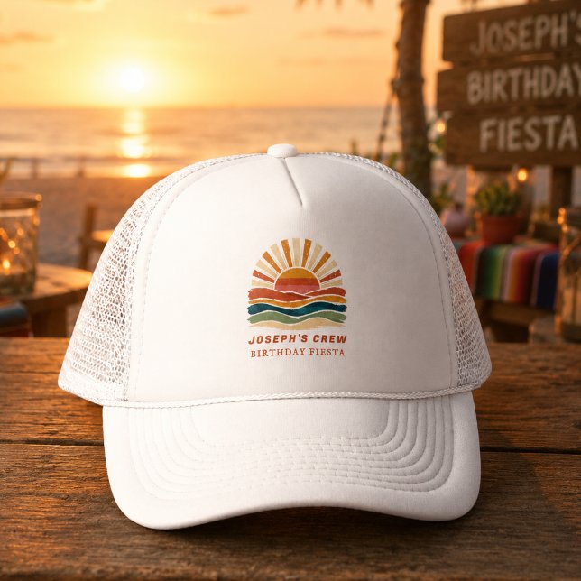Casquette Équipe de fête d'anniversaire abstraite orange pla (Créateur téléchargé)