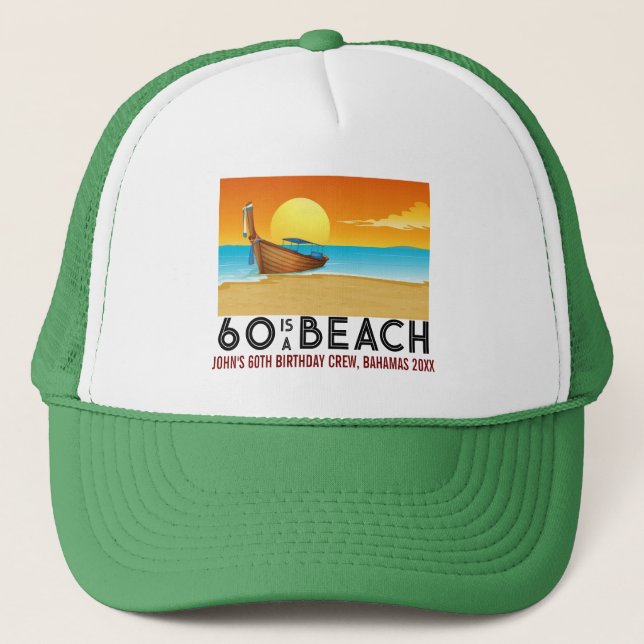 Casquette Équipe de la plage de coucher de soleil 60e 70e an (Devant)