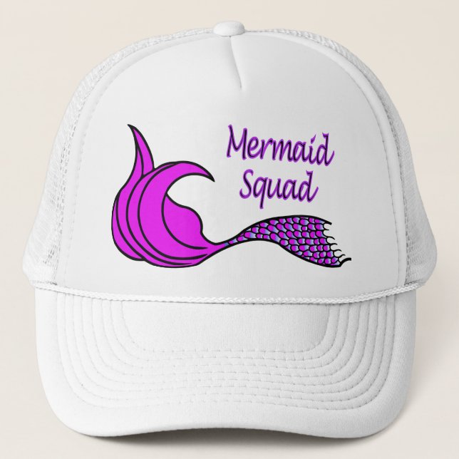Casquette Équipe de sirène avec queue de sirène rose vif (Devant)