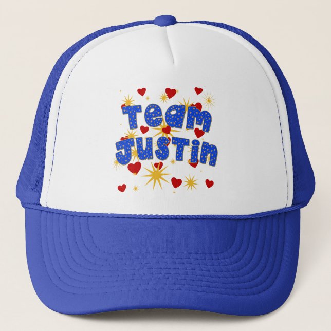 Casquette ÉQUIPE JUSTIN ! T-shirts pour des enfants et des (Devant)