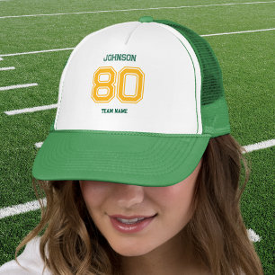 Casquette Équipe sportive Jaune Nom personnalisé, Numéro, Éq