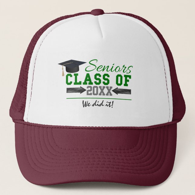 Casquette Équipement de graduation vert et gris (Devant)