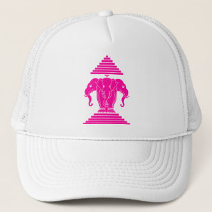 Casquette Erawan rose trois éléphant en tête Lao / Laos Drap