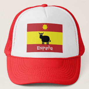Casquette Espagnol mignon Taureau, Sun de sourire et drapeau