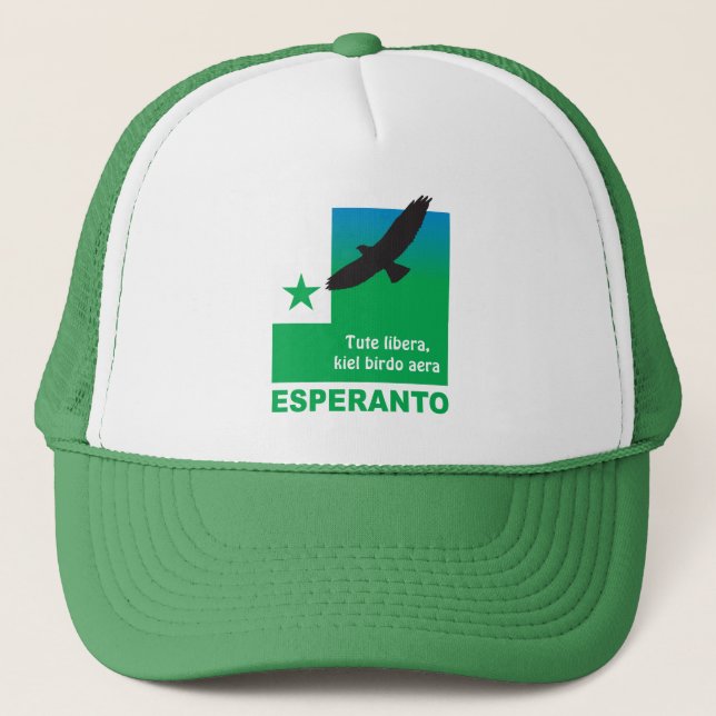 Casquette Esperanto / "Tute libera, kiel birdo aera", (Devant)