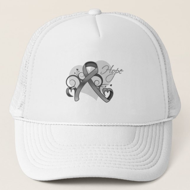 Casquette Espoir de carbone floral - Tumeur de cerveau (Devant)