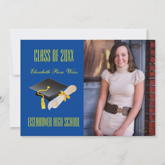 Casquette et Diplôme Bleu - Faire-part de remise d (Devant)