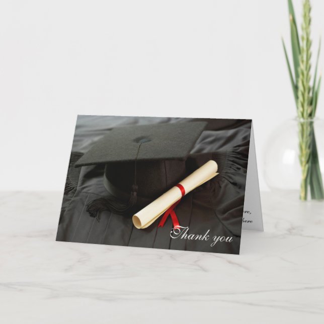 Casquette et robe de fin d'études merci carte de v (Devant)