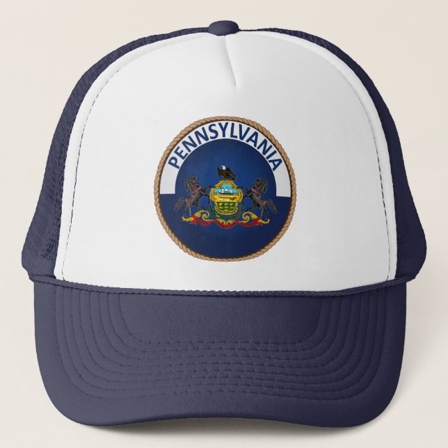 Casquette État de Pennsylvanie Drapeau Chat Trucker Seal (Devant)
