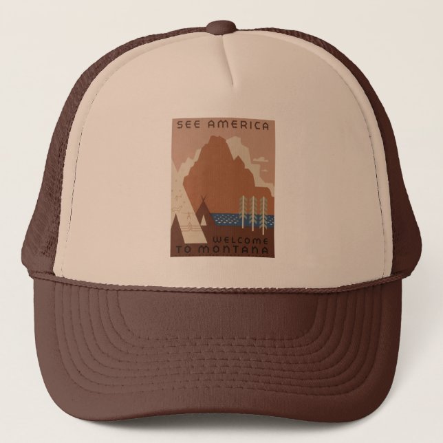 Casquette État du Montana : Tribus indiennes, Montagnes, Pra (Devant)