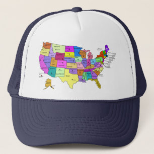 Casquette États des États-Unis labellisés avec des capita