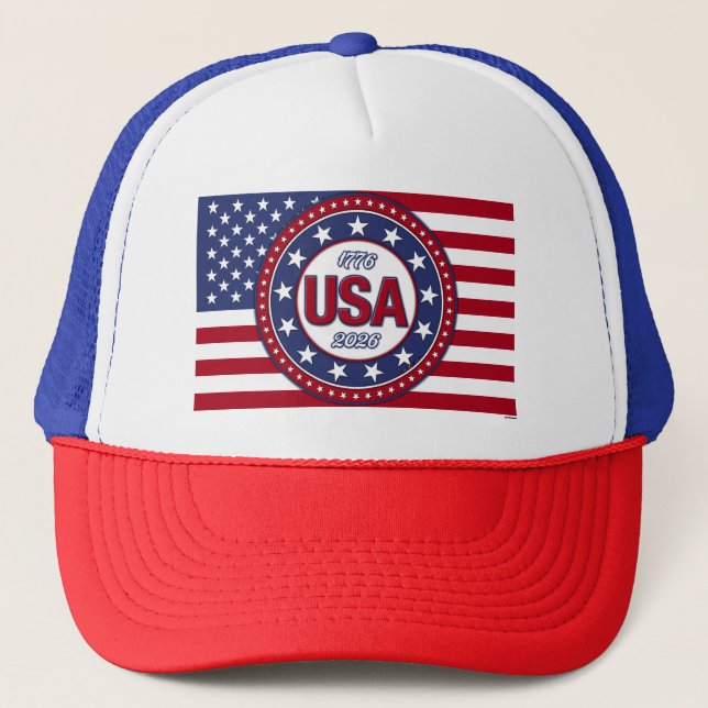 Casquette États-Unis 1776 - 2026 Avec drapeau américain (Devant)