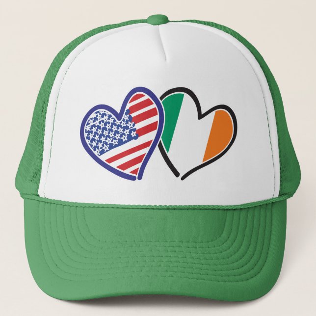 Casquette États-Unis Irlande Coeur drapeaux (Devant)