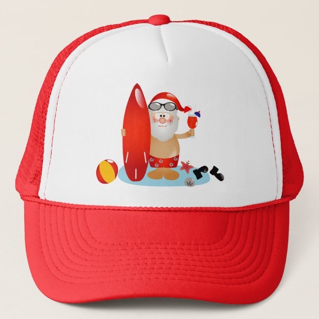 Casquette Été surfant Père Noël (Devant)