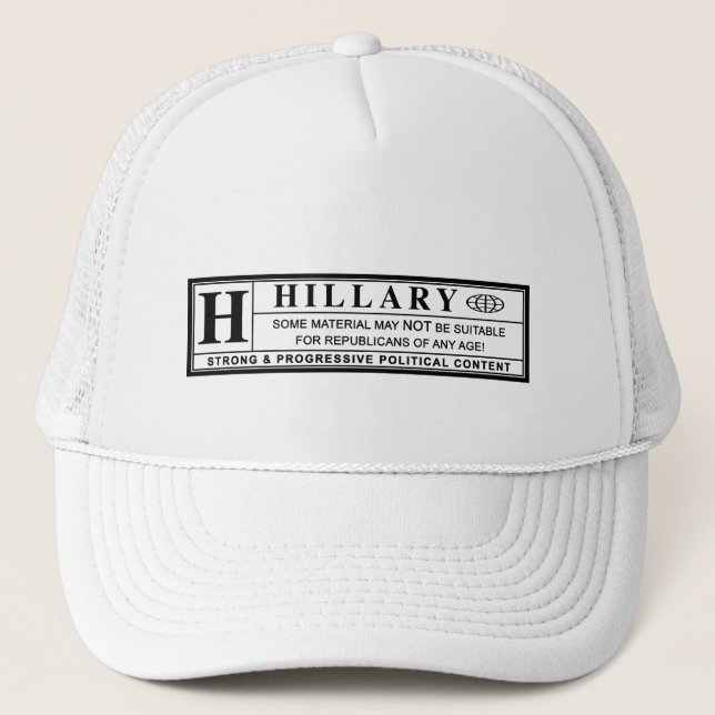 Casquette étiquette d'avertissement d'Hillary Clinton (Devant)