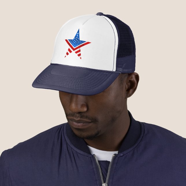 Casquette étoile de forme de drapeau américain (En situation)