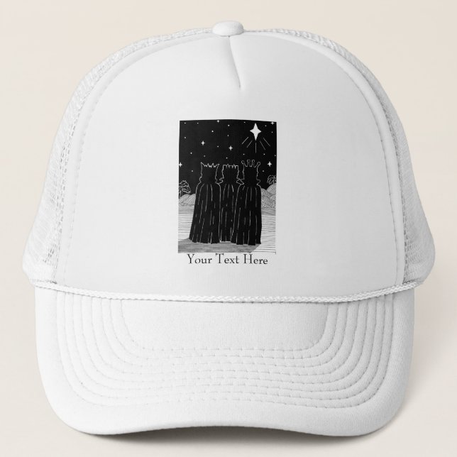 Casquette étoile de Noël trois rois noir et blanc saisonnier (Devant)