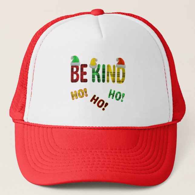 CASQUETTE ÊTRE GENTIL HO HO FUNNY CHRISTMAS PLAID QUOTE (Devant)