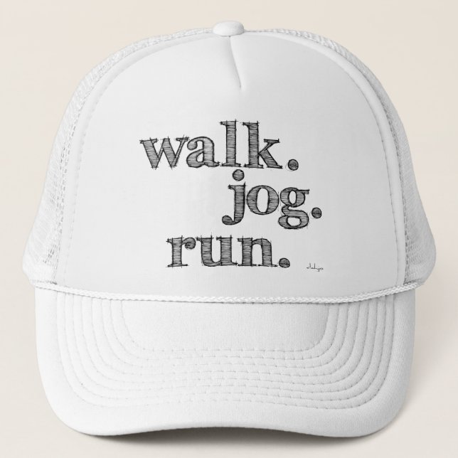 Casquette EXÉCUTION DU JOG DE MARCHE NOIRE (police OMBRÉE) (Devant)