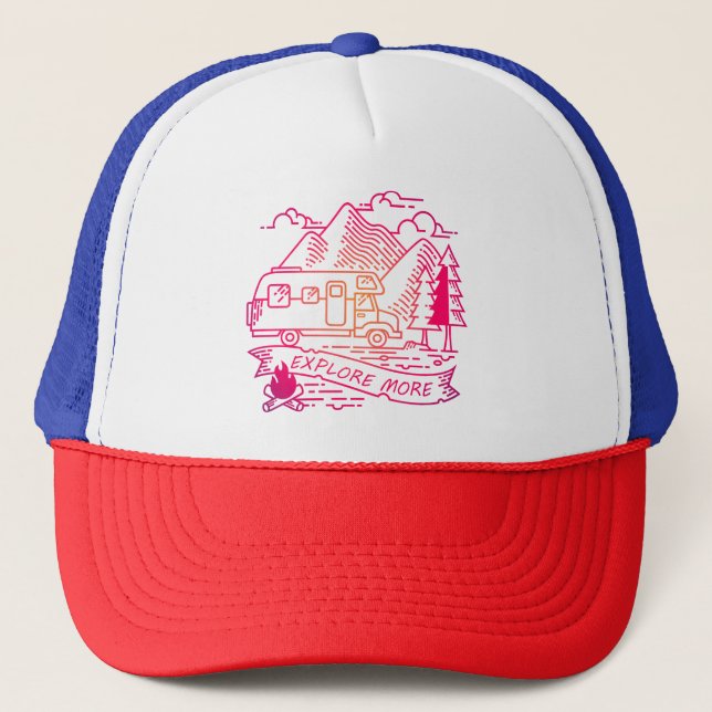 Casquette Explorez Plus Camper Rose Van Mountain Nature Love (Devant)