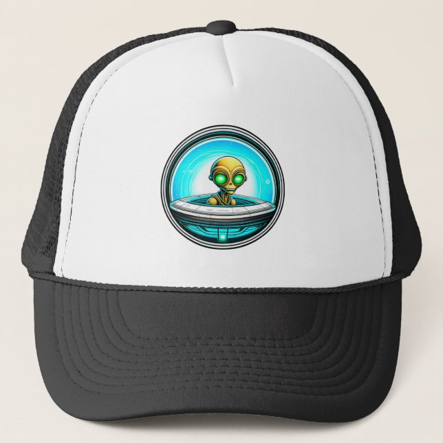 Casquette Extraterrestre Alien Volant un OVNI (Devant)